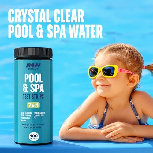 Pool Test Strips for Pools and Spas - 7 in 1 Water Test 100 Pack | Includes 100 pool test strips that measure chlorine, bromine, pH, alkalinity, hardness and cyanuric acid in 30 seconds. - style: 100 STRIPS - 7 IN 1 POOL TEST STRIPS