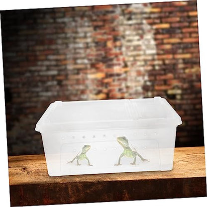 UPKOCH 1pc Transparent Plastic Reptile Box for Spider Scorpion Gecko Snake Tortoise Case with Ventilation for Transport and Feeding of Pets White