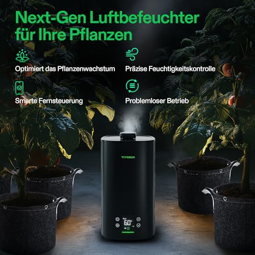 VIVOSUN AeroStream H05 1.32 Gal Smart WiFi Humidifier with Humidity Probe | VPD Control, Smart Auto Humidity Adjustment, 5L Large Capacity, Grow System Compatible, Designed for Growers - size: 5 L