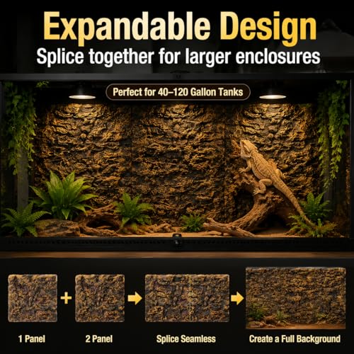 3D Reptile Terrarium Background 17.7x11.8in - PU Foam Rock Wall Backdrop for Bearded Dragon Lizard Gecko Turtle Fish Tank Aquarium Decor
