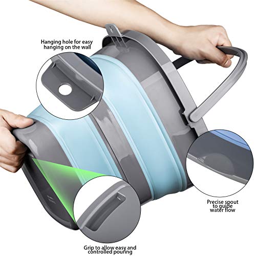 2 Pack Collapsible Plastic Bucket with 2.6 Gallon (10L) Each, Foldable Rectangular Tub for House Cleaning, Space Saving Outdoor Waterpot for Garden or Camping, Portable Fishing Water Pail - size: 2.6 Gal / 10L