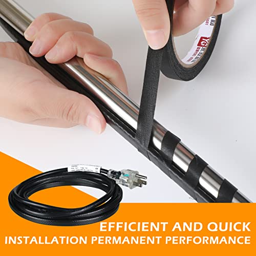 Kingdder 48 Ft (6FT~48FT) Heat Tape for Water Pipes Thermostat Self Regulating Heating Cable with Power Indicator Plug Built-in, Heavy Duty Heating Cable for Pipe Freeze Protection, 120V 8W/ft - size: 48 Ft