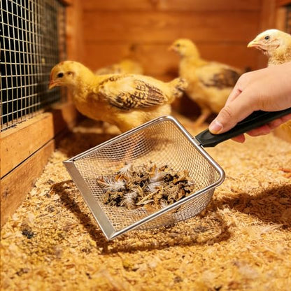 4 Pack Chicken Poop Scooper, 5.5" Metal Mesh Shovel | 2.0mm/2.8mm/3.8mm/5mm Holes, Chicken Coop Rake for Sand Litter, Suitable for Chickens, Cats, Rabbits, Hamsters & Reptiles - size: 5.5" 4 Set