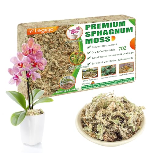 7 OZ Sphagnum Moss for Plants- 8 QT Natural Long Fibers Orchid Moss | Moisture Retention & Drainage Balance, Plant Moss for Orchids, Succulents, Carnivorous, Ferns, Reptile Bedding & Terrariums - size: 8 QT(7 oz)