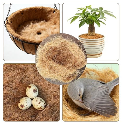 0.22 Pounds Long Coconut Husk Fiber, Mulch Silk Filling for Orchids Clean, Coconut Shell Moss Covering, Lizard Incubator Bedding Materials, Flower pots,Bird Nest