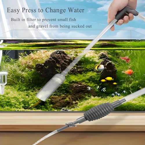 ZYFHOST Fish Tank Vacuum Gravel Cleaner, Aquarium Gravel Cleaner - Hand Siphon Pump as Fish Tank Hose Water Changer & Rock Cleaner & Sand Washing (5.6ft)
