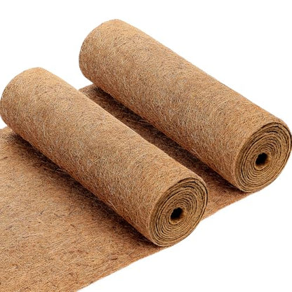 2 Rolls Coconut Fiber Liners for Planters 16x118 Natural Coco Coir Roll | Coco Fiber Pad for Hanging Flower Planters Baskets DIY Moss Pole Garden Decoration, Animal pet pad, Reptile Carpet, Snow Mat
