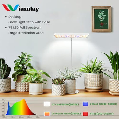 Wiaxulay Plant Grow Light, 11in Full Spectrum for Indoor Plants with Base | Desk Growing Lamp with Metal Base, 7.8-26in Adjustable, 6/12/16H Timer, 3 Lighting Modes, 5 Dimmable Levels for Small Plants - size: 2 Pack(White)