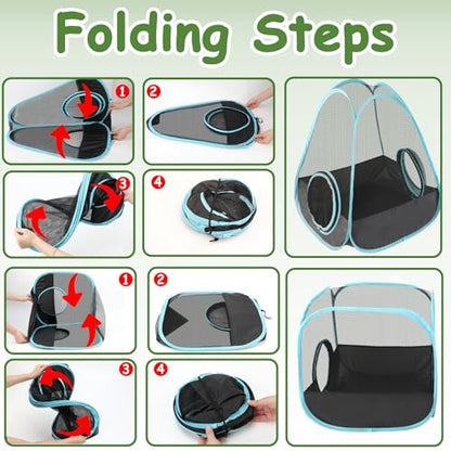 YUEPET Large Rabbit Tunnel, Bunny Tunnel for Small Pets, Ferret playpen | 3-in-1 Play Tunnel & Cube Tent, Breathable Mesh Rabbit Runs, Pop-Open Setup, Indoor Outdoor Use - color: Mesh Black Blue