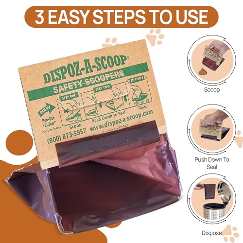 Dispoz-A-Scoop® 96 Pack"Scoop-Seal-Dispose” Dog Pooper Scooper with Bag Attachment, No-Touch Pooper Scoopers Solution, Portable Pooper Scooper for Dogs Large and Small, Dog Poop Scooper for Yard Walk - style: 96 Bags
