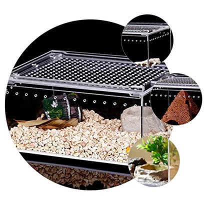 Climbing Pet Feeding Box Transparent Leak Reptile Breeding Container for Spiders Geckos Frogs Snakes for Safe Transport Habitat Observation