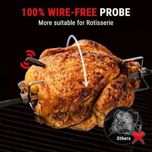 TempPro TempSpike 1000FT Wireless Meat Thermometer Digital with 2 Probes | RF Technology, Wire-Free IPX8 Probes, Alarms, Large Backlit LCD, Food Thermometer Cooking Turkey, Smoker, BBQ, Grill Gift - style: 1000ft
