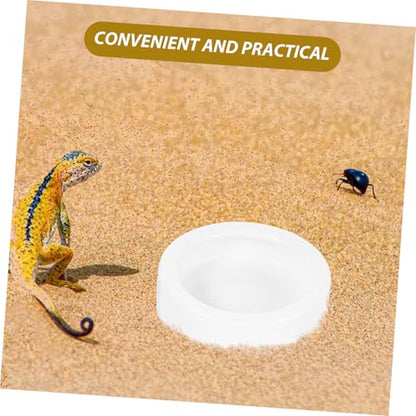 VANZACK 4pcs Reptile Food Dish Set Thick Feeding Bowls for Lizard and Reptiles Medium Round Shape Easy to Clean Stable Base for Food and Water Storage
