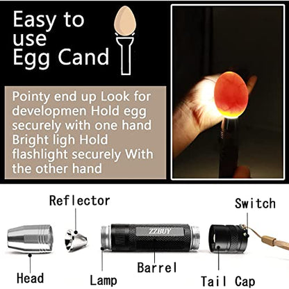Egg Candler for Chicken Eggs, Rechargeable USB Egg Candling Light | High-Intensity Egg Candler Tester for Dark Eggs, All Chicken, Duck, and Quail - color: Black