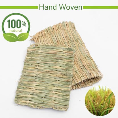Hamiledyi Rabbit Grass Tunnel,Rabbit Grass Bed Natural Straw Woven Mat Winter Warm Hideaway Hut for Bunny Gerbil Ferrets Chinchilla Guinea Pig - size: Medium(9.1x7.5x6.7in)