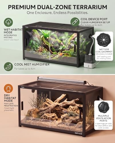 120 Gallon Reptile Tank, 4x2x2 Reptile Enclosure Front Sliding Door | Stackable ventilation 120 Gallon Bearded Dragon Tank anti-escape locks and no-fingerprint handles maximizes UVB transmissionn - color: Black, size: 120 Gallon