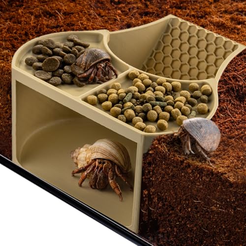 Hermit Crab Habitat Shelter with Dual Food Bowls, 2-in-1 Cave Shelter & Feeding Dish, Textured Climbing Ramp & Viewing Window, Hermit Crab Accessories for Habitat & Tank Setup (Sand) - color: Sand
