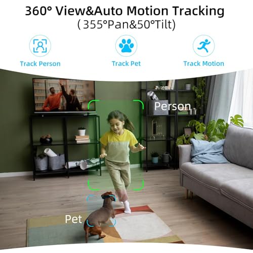 Rraycom 3Pack 4MP Indoor Baby & Pet Monitor Camera, 360° Auto Tracking, Cry & Sound Detection, Dual-Band 2.4G/5G WiFi, SD & Free Cloud Storage, Alexa & Google Home Compatible - size: 3Pack