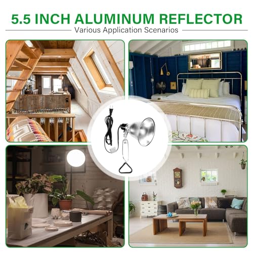 Simple Deluxe Clamp Lamp Light Socket with 5.5 Inch Aluminum Reflector, Suit for Max 60 Watt Lamp (No Bulb Included) with 18/2-Gauge 6 Feet Cord, 2-Pack - size: 5.5 Inch (60 Watts), style: 2-Pack