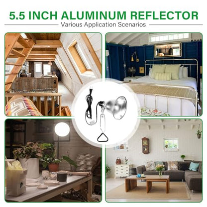 Simple Deluxe Clamp Lamp Light Socket with 5.5 Inch Aluminum Reflector, Suit for Max 60 Watt Lamp (No Bulb Included) with 18/2-Gauge 6 Feet Cord, 2-Pack - size: 5.5 Inch (60 Watts), style: 2-Pack