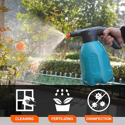 HIFAY ES2-PRO Electric Spray Bottle 2L/0.5Gallon, Rechargeable Battery Powered Sprayer Spray 60 Bottles On a Single Charge, Automatic Plant Mister，Pump Sprayer,Indoor Watering Can for Plants - color: Blue