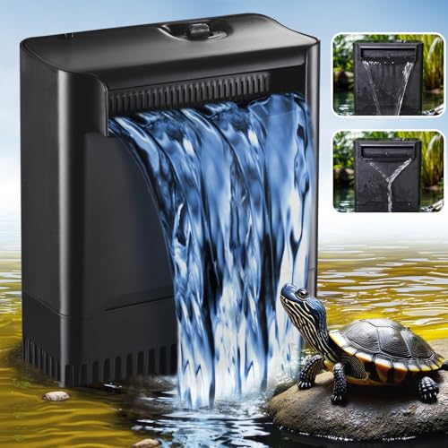 290GPH Turtle Tank Filter Aquarium Filter for 20-85 Gallon, Turtle Filter Low Water Level Available and Flow Adjustable, Turtle Water Filter for Shrimps Amphibians Turtle Tank Saltwater Freshwater | Minimum water level required: 2.6 inches Power Adjustabl