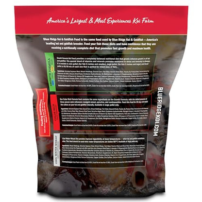 Blue Ridge Koi Fish Food 5lb - Koi Food 3/16” Large and Mini Blend Growth Formula, Goldfish Food, Premium Fish Food for Ponds, Ponds Fish Food, Floating Pond Pellets - size: 5 Pound (Pack of 1)