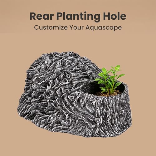 Extra Large Reptile Hideouts Cave, Resin Tortoise Hide Cave, Rock Basking Habitat Decor for Bearded Dragon, Leopard Gecko, Snake, Turtle, Lizard, Frog, Terrarium Aquarium Hideout(Large Size) - size: 9.3 x 8.1 x 5 inch