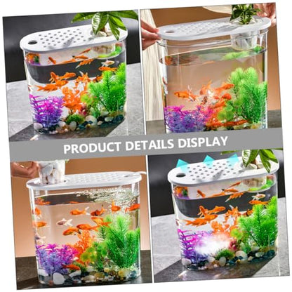 Happyyami Transparent Plastic Tank Small Aquarium for Home Decoration Multi-Functional Fish Breeding Box Cover for Turtles and Reptiles