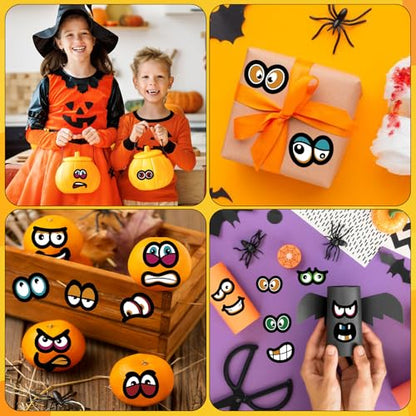 1200Pcs Halloween Stickers, Cartoon Eyes Mouth Sticker Pumpkin Face Stickers for Halloween DIY Art Craft Party Decorations - style: Halloween Eyes Mouth