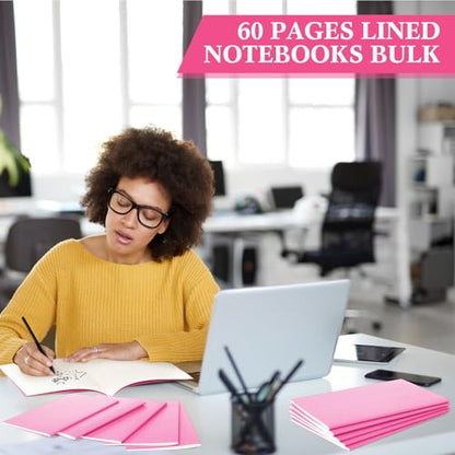 100 Pcs Journals Notebooks Bulk - Kraft Softcover A5 Small Notebooks 5.5 Inch x 8.3 Inch Notepads with 60 Page 30 Sheet for Writing Sketch Travel Office Supplies(Pink,Lined) - color: Pink, style: Lined