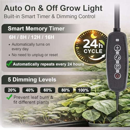 LBW Dual Head Grow Light with Stand for Indoor Plants, Full Spectrum Grow Light for Tall Plants, Adjustable Height up to 68", Auto Cycle Timer 6/8/12/16H, 5-Level Dimmable, 3 Lighting Modes, Black - size: 2 Head 6.3" Black