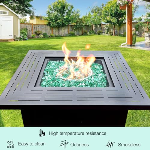 10 Pounds Fire Glass 1/2 Inch High Reflective Tempered Firepit Glass | Emerald Green Rocks for Fireplace, Fire Pit Table, Fire Bowl and Landscaping & DIY Crafts - color: Emerald Green, size: 1/2 inch, 10lb