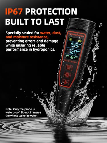 Spider Farmer 5-in-1 Digital pH Meter Kit Pen Tester for Water Hydroponics | pH, TDS, EC, Temp, and Salinity 5-in-1 Pen Tester Kit, Auto Temperature Compensation, ±0.01 High Accuracy, IP67 Waterproof