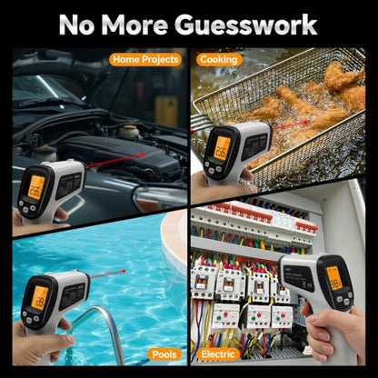 Infrared Thermometer Gun, Digital Laser Temperature Gun -58°F to 1022°F, Adjustable Emissivity, LCD Backlight, MAX/MIN Display, Non-Contact Thermometer for Pizza Oven, BBQ, HVAC, Griddle - color: Gray（-58℉-1022℉）