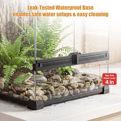 11 Gallon Fully Assembled Glass Reptile Enclosure,12"x 12" x 18" | Front Opening Tall Reptile Terrarium Tank for Crested Geckos, Tree Frogs & Other Arboreal Reptiles and Amphibians - size: 12"Lx12"W x18"H