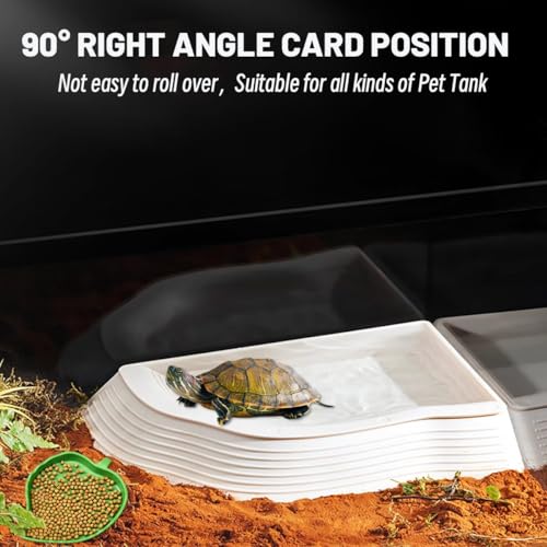 4 Pcs Turtle Water Basin with Ramp, Reptile Pool and Water Bowl Set,Turtle Bathing Pool with Leaf Food Basins and Tweezers,Turtles Soaking Tray,Aquarium Waters Tray for Amphibia