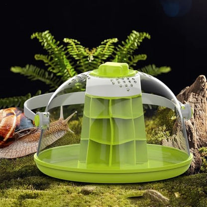 Snail Observation Terrariums Breeding Box, Round Snail Habitat Starter Kit, Ideal for Snails, Beetles, Spiders, Small Reptiles, Insects; Made of ABS, PC Material