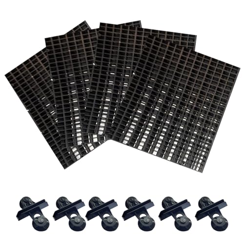 4pcs Aquarium Lid Hood Fish Tank Top Cover Terrarium Lid Plastic Grid Panel Egg Crate Grate with 6 Aquarium Glass Cover Board Clip Fish Tank Lid Anti-Jumping Net Cover (Black,11.6*11.6inch) - color: Black