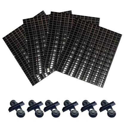 4pcs Aquarium Lid Hood Fish Tank Top Cover Terrarium Lid Plastic Grid Panel Egg Crate Grate with 6 Aquarium Glass Cover Board Clip Fish Tank Lid Anti-Jumping Net Cover (Black,11.6*11.6inch) - color: Black