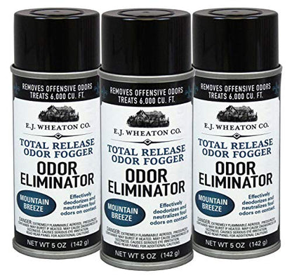 Odor Eliminator, Total Release Odor Fogger, 3 Pack, Effectively Deodorizes and Neutralizes Foul Odors on Contact, Mountain Breeze (5 OZ).