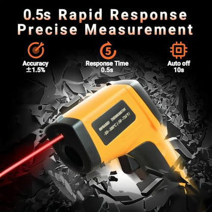 Digital Infrared Thermometer Gun for Cooking,BBQ,Pizza Oven, Infrared Thermometer Laser with Backlight,-58℉~712℉(-50℃~380℃) Handheld Non Contact Heat Laser Temperature Gun (Not for Human) - color: Orange