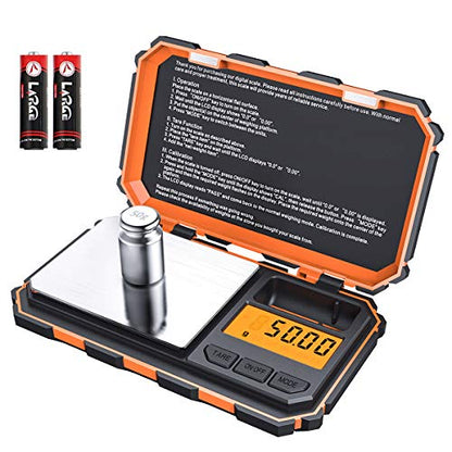 AMIR Digital Pocket Scale, Gram Scale 200g/0.01g,6 Units Conversion | kitchen scale, Smart Scale with Calibration and Tare Function, LCD Display, for Food, Coffee, Jewelry, Medicine, Herb - color: Orange