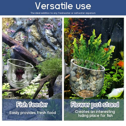 2Pcs Fish Tank Plant Holder Aquarium Plant Pot Suction Cup Planters | Water Plant Holder for Aquarium Suction Pot Clear Acrylic Aquatic Planter Aquarium Plants Cup for Fish Tank Decorations