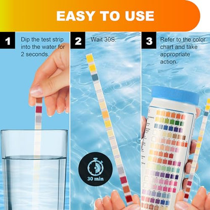 AAwipes Drinking Water Test Strips 17-in-1 100 Strips + 2 Bacteria Tester Kits, Lab-Validated Complete Water Testing for Home, Well, Tap Water, City Water, Flood Water Testing Strips (K03-100)