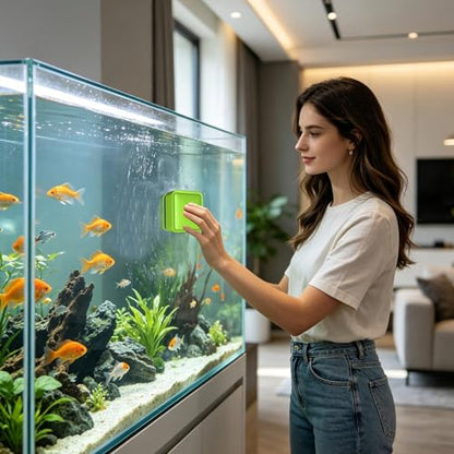 Magnetic Aquarium Glass Cleaner Powerful Brush Scrubber Remover | Fish Tank Brush for Saltwater Betta Algae Turtle Reptile Terrarium Wall Kitchen Living Room Water