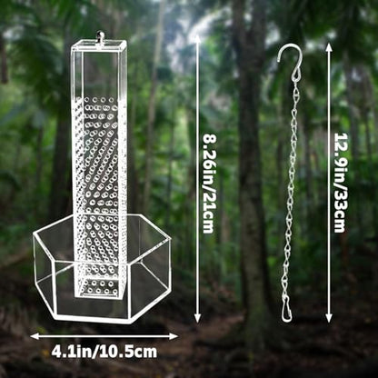 Chameleon Feeding Bowl, Hanging Transparent Acrylic Bearded Dragon Feeder, Hookable Lizard Feeder, Column for Insects to Climb Suitable for Lizard, Iguana, Gecko,Bearded Dragon