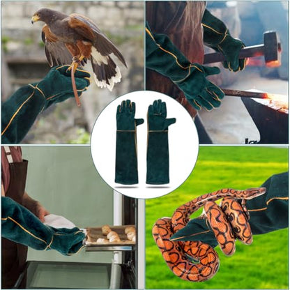 Animal Handling Glove Bite Proof 23.6 Inch Multipurpose Pet Glove for Trips to Vet Grooming Puncture Proof Training Anti-Bite Scratch(COLOR:Green)