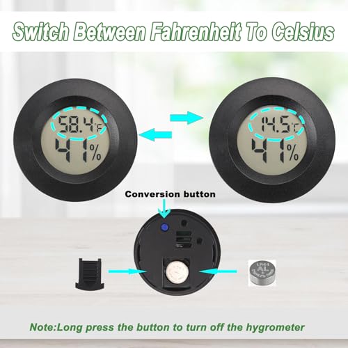 Serundo Auto Digital Hygrometer Thermometer Indoor/Outdoor Hygrometer 2PC | Mini Size,LCD,℉/℃ Conversion,Fast Response, Outdoor Thermometer with Humidity for Reptile Greenhouse Cellar 3D Printer