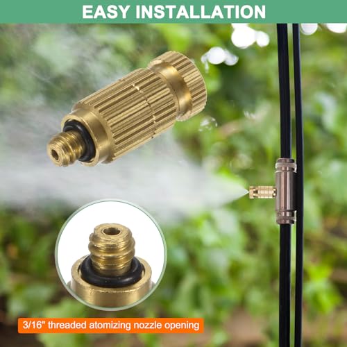 M METERXITY 20-Pack Brass Misting Nozzles, 0.012"/0.3mm Orifice Mister Nozzles Brass, High Pressure Spray Misting Nozzle Head for Outdoor Cooling System/Greenhouse/Landscaping [10/24 UNC] - size: 0.3mm